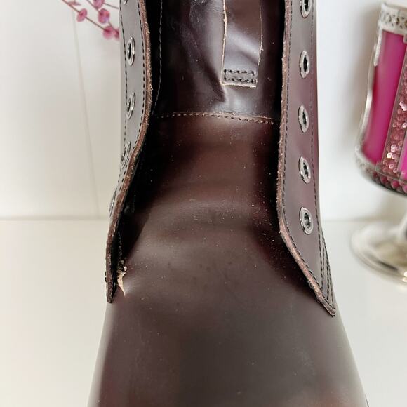 Alexander McQueen Plain Toe Combat Boots Brown Burnt Orange Leather Men Size 9.5 - Picture 9 of 13